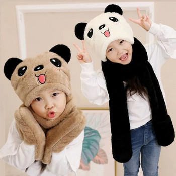 Χαριτωμένο κασκόλ Μιτέν Beanies Αξεσουάρ ένδυσης Χοντρές κουκούλες Γάντια χειμερινού καπέλου Σετ αντιανεμικό κασκόλ Καπέλο Panda