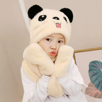 Сладък шал с ръкавици Шапки Аксесоари за облекло Дебели качулки Зимна шапка Комплект ръкавици Ветроустойчив шал Шапка панда