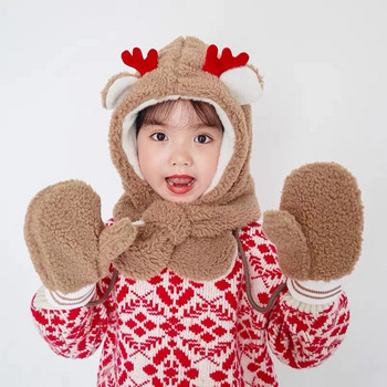 Ζεστό χειμωνιάτικο Παιδικό Καπέλο Φουλάρι Γάντια Σετ Λούτρινο μωρό Καπέλα για αγόρια Σετ κασκόλ για κορίτσια Χοντρό μωρό Καπέλο Κασκόλ Χοντρό Baby Beanies Gloves