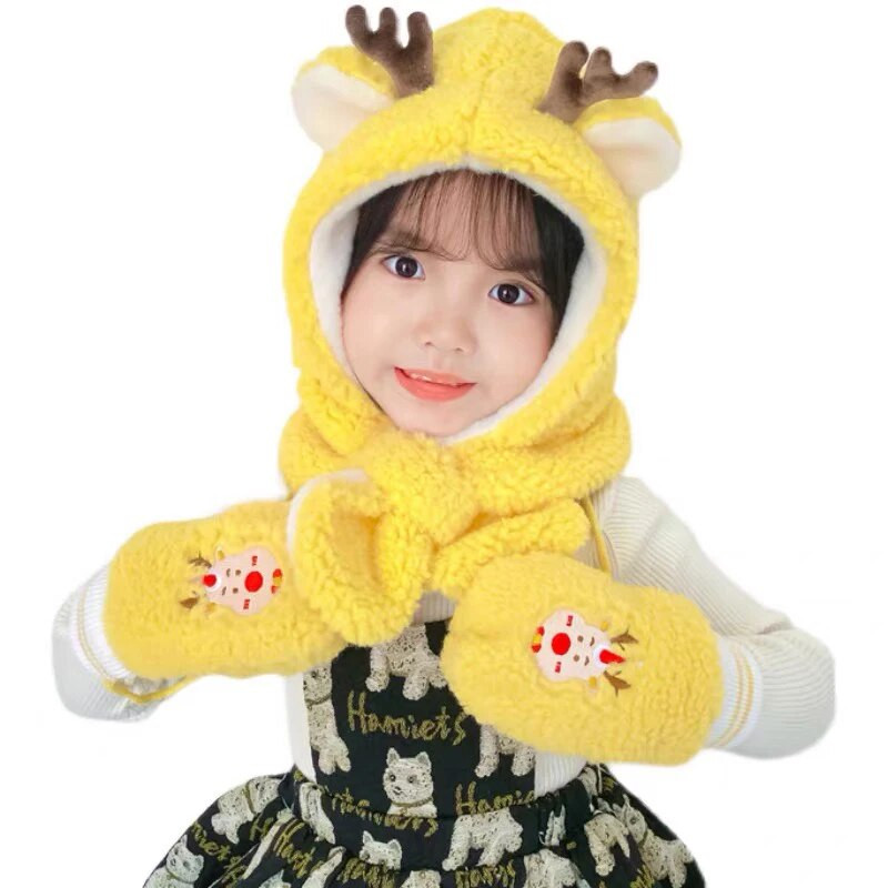 Soe talvine laste müts Sall Kindad Pehme Baby Cap poiss Tüdrukute Müts Salli Komplekt Paks Beebi Müts Sall Paks Beanies Kindad