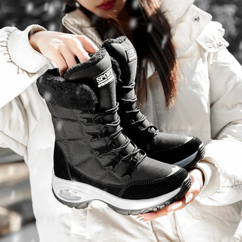 Γυναικείες μπότες Winter Keep Warm Ποιότητα Mid-Calf Snow Boots Γυναικείες μπότες με κορδόνια Άνετα αδιάβροχα μποτάκια Femme