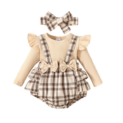 Salopetă pentru bebeluși nou-născuți pentru fete, fundă, modă din bumbac, cu mânecă lungă, cu imprimeu dragoste pentru bebeluși, salopete 0-3 luni