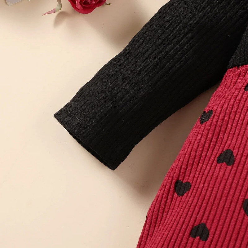 Salopetă pentru bebeluși nou-născuți pentru fete, fundă, modă din bumbac, cu mânecă lungă, cu imprimeu dragoste pentru bebeluși, salopete 0-3 luni