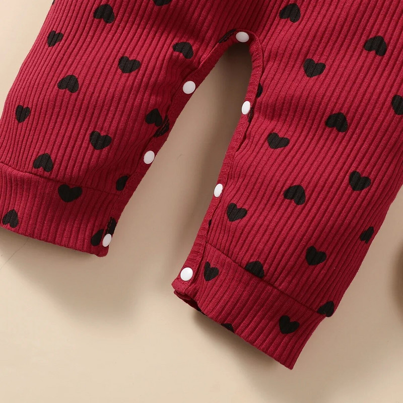 Salopetă pentru bebeluși nou-născuți pentru fete, fundă, modă din bumbac, cu mânecă lungă, cu imprimeu dragoste pentru bebeluși, salopete 0-3 luni