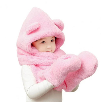 Καινοτομία Καπέλο μωρού κασκόλ Αντιστατικό ζεστό παιδικό καπέλο καπέλο χαριτωμένο αφράτο κασκόλ Καπέλο γάντια