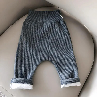 Pantalonii pentru bebeluși poartă izolație de pluș și se îngroașă afară toamna și iarna, pantaloni casual pentru bebeluși cu talie înaltă de 0-3 ani.