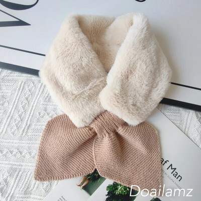 Versiune coreeană Toamnă Iarnă Eșarfă pentru copii Bebeluși nou drăguț Guler rezistent la frig Pluș Căldură Drăguț Tot-potrivit Bavetă tricotată solidă D15