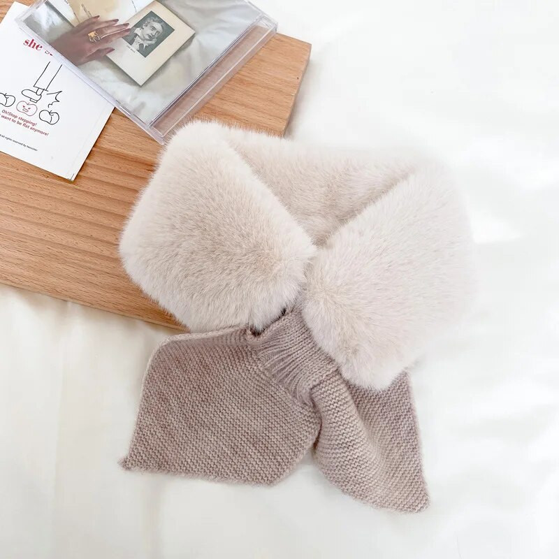 Versiune coreeană Toamnă Iarnă Eșarfă pentru copii Bebeluși nou drăguț Guler rezistent la frig Pluș Căldură Drăguț Tot-potrivit Bavetă tricotată solidă D15