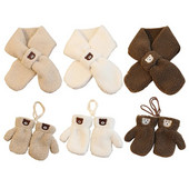 Set de mănuși eșarfă pentru copii, urs coreean, 2 buc, lână de miel, toamnă, iarnă, băieți, fete, eșarfe, ține degetele mai calde, accesorii pentru bebeluși.