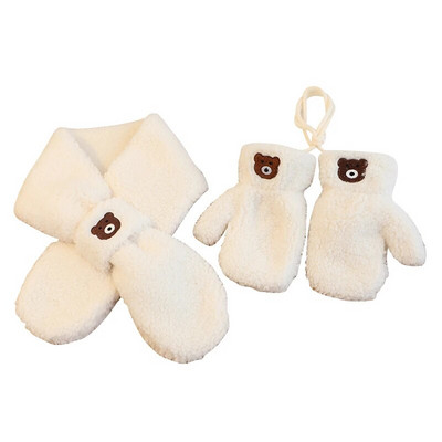 Set de mănuși eșarfă pentru copii, urs coreean, 2 buc, lână de miel, toamnă, iarnă, băieți, fete, eșarfe, ține degetele mai calde, accesorii pentru bebeluși.