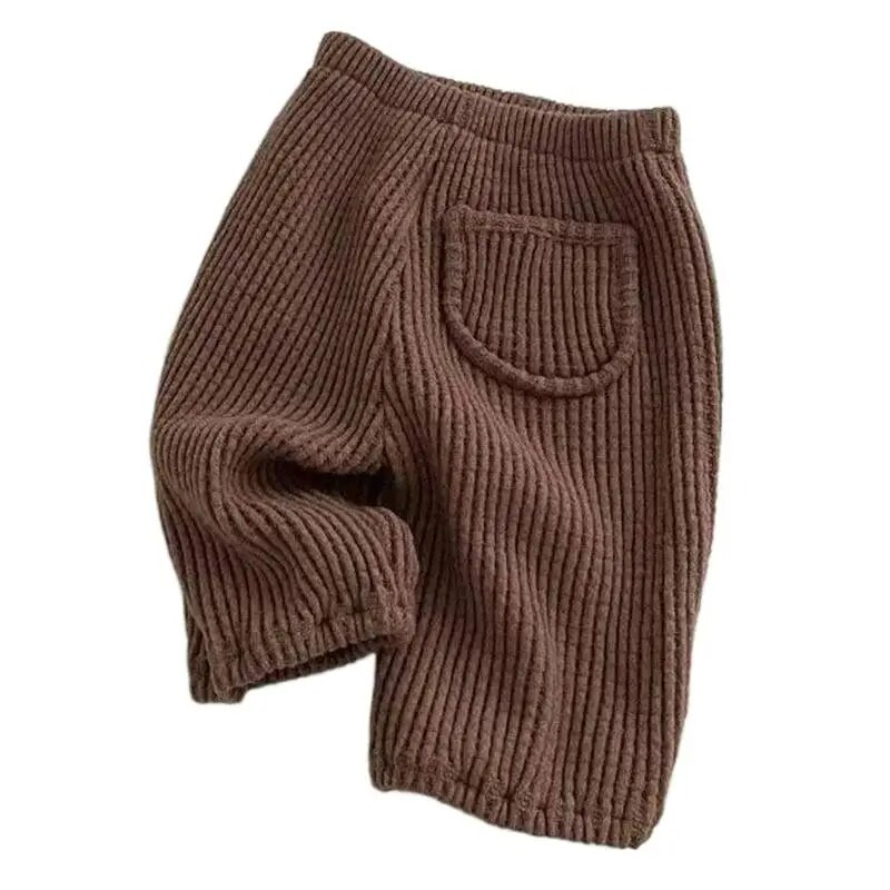 2023-as koreai tavaszi őszi csecsemő fiú nadrág pamut kötött tömör vastag sztreccs uniszex nadrág elasztikus derékú kisfiú nadrág