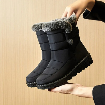 2023 Fashion Αδιάβροχες χειμερινές γυναικείες μπότες Νέα βελούδινη από ψεύτικη γούνα μπότες χιονιού γυναικεία μποτάκια με πλατφόρμα ζεστό βαμβακερό μεγάλο μέγεθος