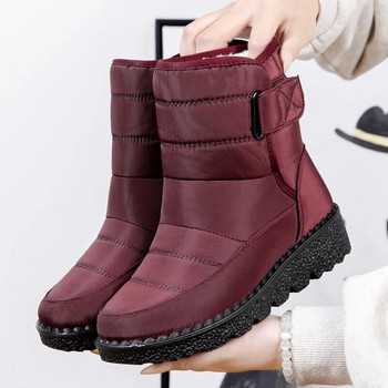 2023 Модни водоустойчиви зимни дамски ботуши Нови плюшени ботуши за сняг от изкуствена кожа Дамски ботуши на платформа Топли големи памучни обувки