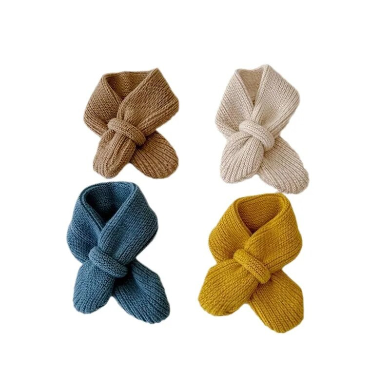 Pehme kootud laste sall Talvine soe imiku väikelapse kael soe mood Laste tüdrukute poiste sallid Beebi rinnatükk ühevärviline kaelarätik