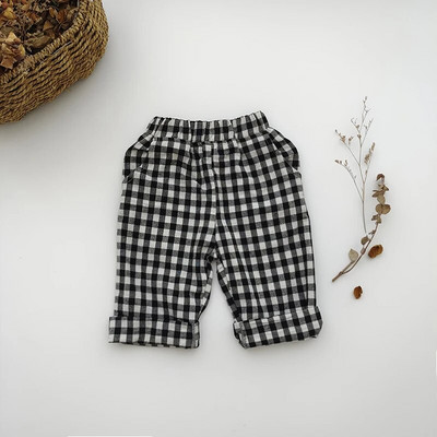 2022 Detské ľanové nohavice Jesenné batoľacie detské módne nohavice Kockované pásy Casual Zimné džínsy Cargo Roupa Infantil Menina Pantalones