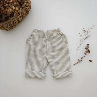 2022 Detské ľanové nohavice Jesenné batoľacie detské módne nohavice Kockované pásy Casual Zimné džínsy Cargo Roupa Infantil Menina Pantalones