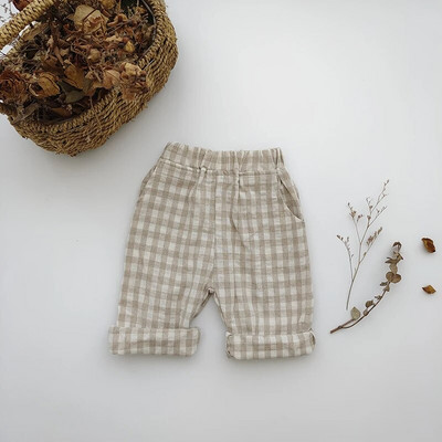 2022 Detské ľanové nohavice Jesenné batoľacie detské módne nohavice Kockované pásy Casual Zimné džínsy Cargo Roupa Infantil Menina Pantalones