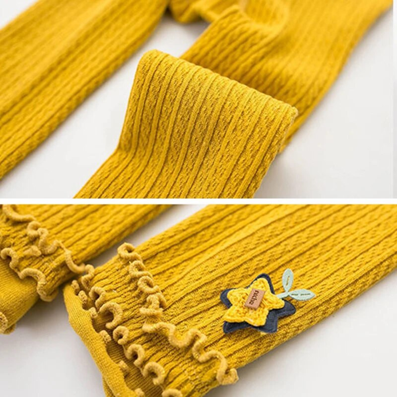 0-5T Tüdrukud Retuusid Lapsed Seene Pits Retuusid Kevad Sügis Tüdruk Elastne vöökoht Kudumispüksid Puuvillased Triibulised Kitsad püksid