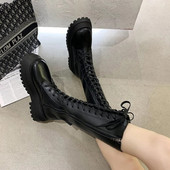 2021 Cizme înalte până la genunchi cu platformă groasă din piele PU pentru femei, punk, în creștere, lungi, papuci cu șireturi, cu fermoar, Chelsea