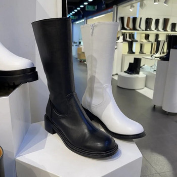2023 νέες γυναικείες μπότες άνοιξης και φθινοπώρου άνετες, μοντέρνες και κομψές γυναικείες μπότες με χαμηλό τακούνι μαύρες λευκές γυναικείες μπότες