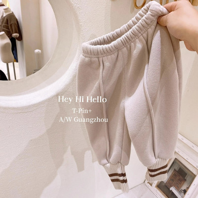 Talvine soojad Lasteriided Püksid Lapsed Poisid Tüdrukud Beebi Ühevärvilised Paksud Palus dressipüksid Korea samet vabaaja püksid