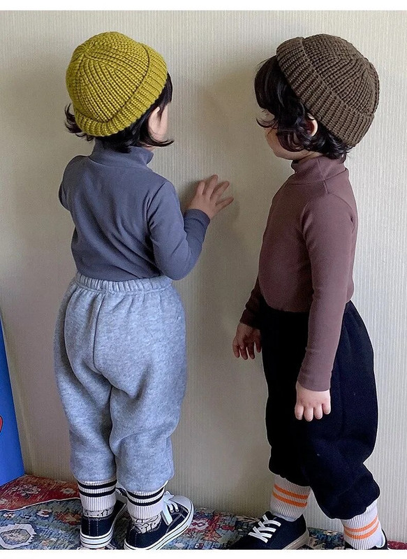 Talvine soojad Lasteriided Püksid Lapsed Poisid Tüdrukud Beebi Ühevärvilised Paksud Palus dressipüksid Korea samet vabaaja püksid