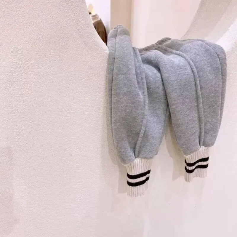 Talvine soojad Lasteriided Püksid Lapsed Poisid Tüdrukud Beebi Ühevärvilised Paksud Palus dressipüksid Korea samet vabaaja püksid