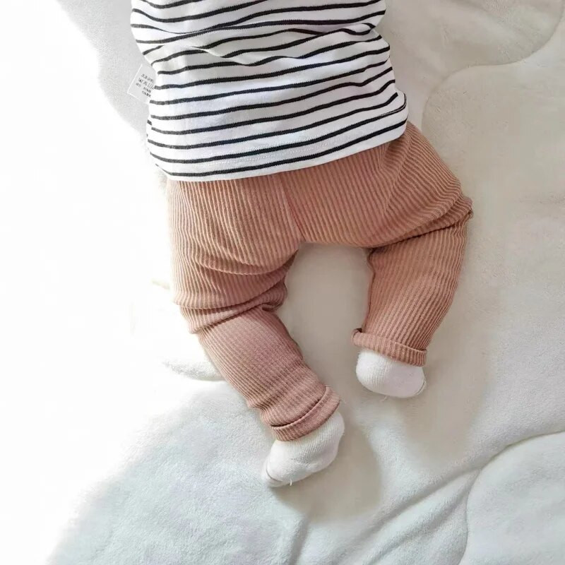 Beebiriided Retuusid Tüdrukud Triibulised Kitsad Püksid Lapsed Puuvill Elastsus Õhukesed püksid Vastsündinud poiss Stretch püksid Väikelapse püksid