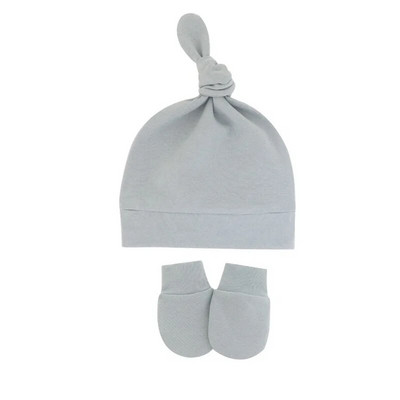 Toamnă, primăvară, pălărie pentru bebeluși, set de mănuși pentru sugari, bonetă anti zgârieturi, din bumbac, pălării cu nod superior, costum de acoperire, mănuși pentru nou-născut, șapcă