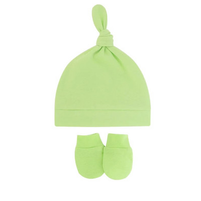 Toamnă, primăvară, pălărie pentru bebeluși, set de mănuși pentru sugari, bonetă anti zgârieturi, din bumbac, pălării cu nod superior, costum de acoperire, mănuși pentru nou-născut, șapcă