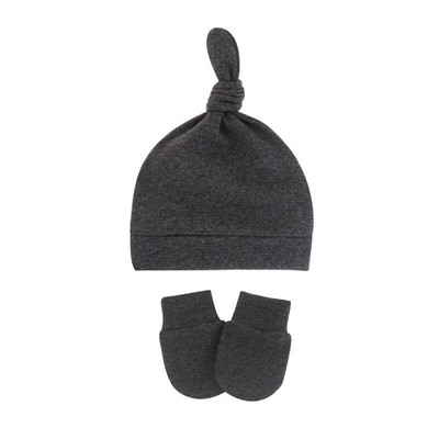 Toamnă, primăvară, pălărie pentru bebeluși, set de mănuși pentru sugari, bonetă anti zgârieturi, din bumbac, pălării cu nod superior, costum de acoperire, mănuși pentru nou-născut, șapcă
