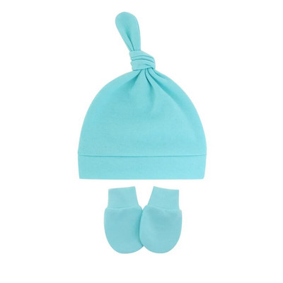 Toamnă, primăvară, pălărie pentru bebeluși, set de mănuși pentru sugari, bonetă anti zgârieturi, din bumbac, pălării cu nod superior, costum de acoperire, mănuși pentru nou-născut, șapcă