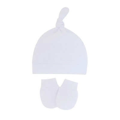 Toamnă, primăvară, pălărie pentru bebeluși, set de mănuși pentru sugari, bonetă anti zgârieturi, din bumbac, pălării cu nod superior, costum de acoperire, mănuși pentru nou-născut, șapcă
