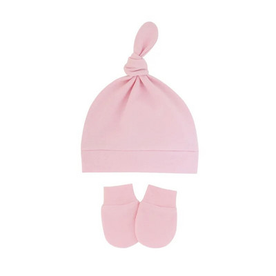 Toamnă, primăvară, pălărie pentru bebeluși, set de mănuși pentru sugari, bonetă anti zgârieturi, din bumbac, pălării cu nod superior, costum de acoperire, mănuși pentru nou-născut, șapcă