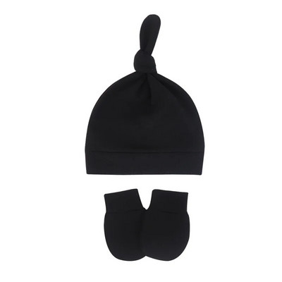 Toamnă, primăvară, pălărie pentru bebeluși, set de mănuși pentru sugari, bonetă anti zgârieturi, din bumbac, pălării cu nod superior, costum de acoperire, mănuși pentru nou-născut, șapcă