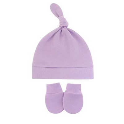 Toamnă, primăvară, pălărie pentru bebeluși, set de mănuși pentru sugari, bonetă anti zgârieturi, din bumbac, pălării cu nod superior, costum de acoperire, mănuși pentru nou-născut, șapcă