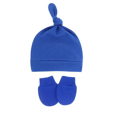 Toamnă, primăvară, pălărie pentru bebeluși, set de mănuși pentru sugari, bonetă anti zgârieturi, din bumbac, pălării cu nod superior, costum de acoperire, mănuși pentru nou-născut, șapcă