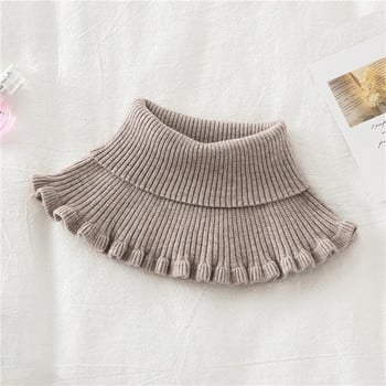 2-8T Baby Girls Neckwarmer Плетен памук/акрилен снуд Фалшив пуловер Яка Зимен топъл сладък шал тип костенурка