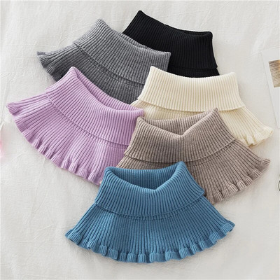 2-8T Baby Girls Neckwarmer megztas medvilnės/akrilo Snood netikras megztinis apykaklė žiemai, šilta, miela vėžlio kaklo skarelė