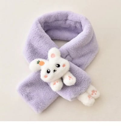 Gyereksál Fiúk Lányok Téli Sálak Vastag Plüss Kereszt Baba Előke Aranyos Rajzfilm Nyúl Műszőrme Nyakvédő Meleg Kendő