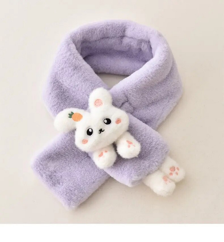 Gyereksál Fiúk Lányok Téli Sálak Vastag Plüss Kereszt Baba Előke Aranyos Rajzfilm Nyúl Műszőrme Nyakvédő Meleg Kendő