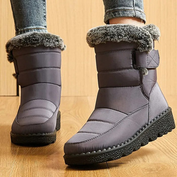 Γυναικείες μπότες Ζεστές γούνινες μπότες χιονιού για χειμερινά παπούτσια Γυναικεία αδιάβροχη πλατφόρμα Botas Mujer 2022 Νέες χειμερινές μπότες με χαμηλό τακούνι στη μέση της γάμπας
