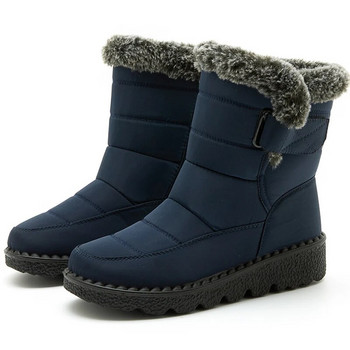 Дамски ботуши Ботуши за сняг с топла кожа за зимни обувки Дамски водоустойчиви обувки на платформа Botas Mujer 2022 Нови зимни ботуши на нисък ток до средата на прасеца