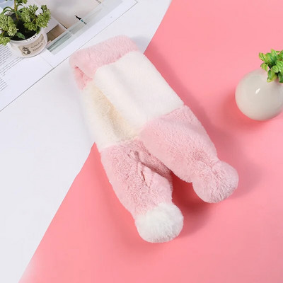 Κορεάτικο Χειμώνα Νέο χαριτωμένο, ζεστό βελούδινο παιδικό μαντίλι για λαιμό, στήριγμα λαιμού με χνουδωτό γούνινο μαλακό ψεύτικο γιακά B12