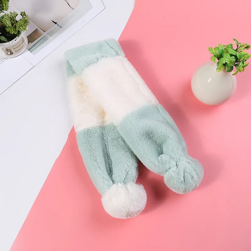 Κορεάτικο Χειμώνα Νέο χαριτωμένο, ζεστό βελούδινο παιδικό μαντίλι για λαιμό, στήριγμα λαιμού με χνουδωτό γούνινο μαλακό ψεύτικο γιακά B12