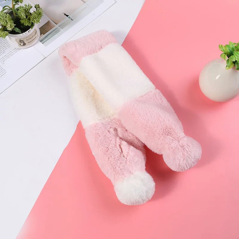 Κορεάτικο Χειμώνα Νέο χαριτωμένο, ζεστό βελούδινο παιδικό μαντίλι για λαιμό, στήριγμα λαιμού με χνουδωτό γούνινο μαλακό ψεύτικο γιακά B12