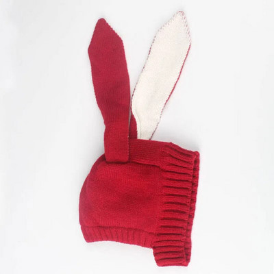 Pălărie cu urechi lungi de iepure de desene animate pentru bebeluși, toamnă, iarnă, pălărie pentru sugari, culoare solidă, iepuraș drăguț, copil mic, capotă pentru urechi