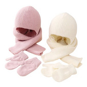 Χειμερινό μωρό κασκόλ Γάντια κασκόλ Σετ μονόχρωμο παιδικό καπό Πλεκτά Καπέλα Υπαίθριο ζεστό βρεφικό καπέλο με καπάκια αυτιών 3-18M