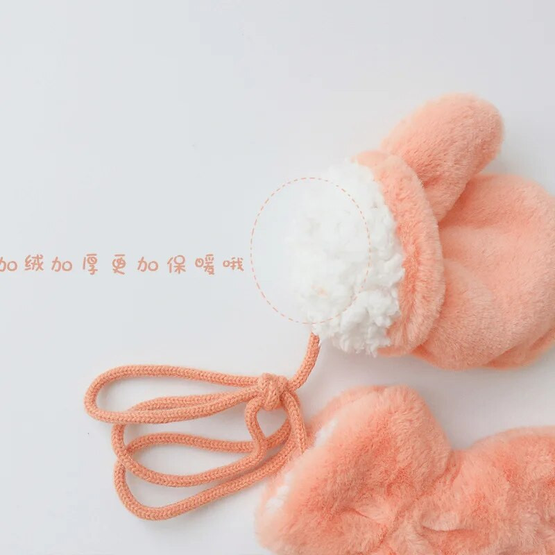 Κορίτσι αγόρι μονόχρωμο πλήρες δάχτυλο Παιδικά γάντια χειμωνιάτικα ζεστά μωρά γάντια χοντρά μαλακά βελούδινα κινούμενα σχέδια Παιδικά γάντια για το μωρό