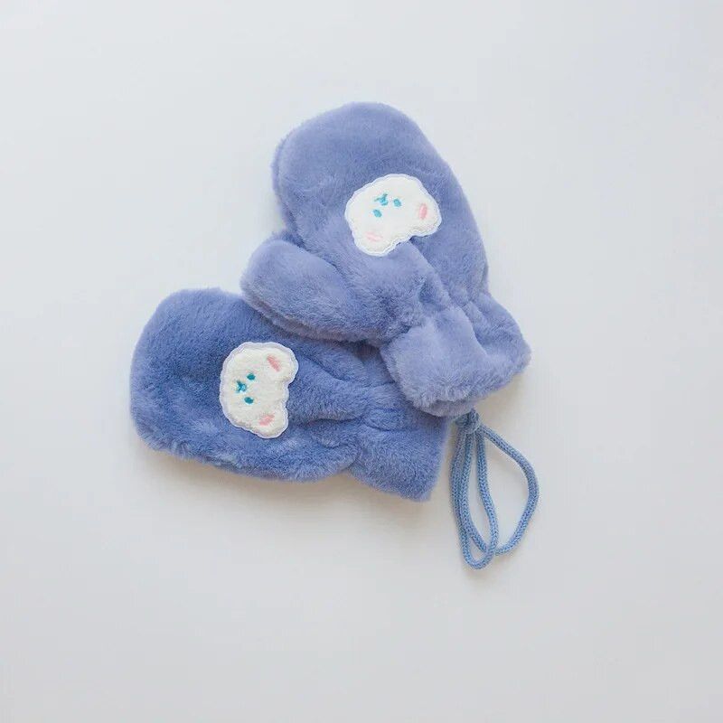 Κορίτσι αγόρι μονόχρωμο πλήρες δάχτυλο Παιδικά γάντια χειμωνιάτικα ζεστά μωρά γάντια χοντρά μαλακά βελούδινα κινούμενα σχέδια Παιδικά γάντια για το μωρό